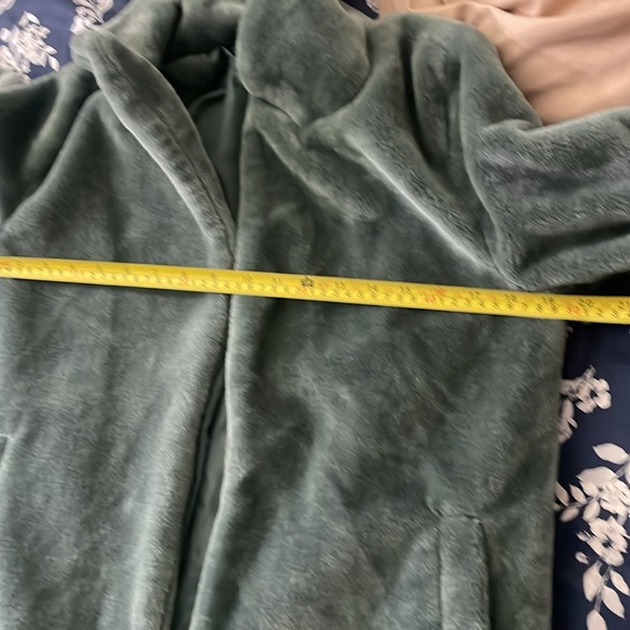 Missguided Longline faux fur‎ sage green mint coat jacket - Picture 7 of 7
